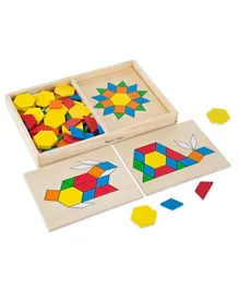 Melissa & Doug Wooden Pattern Blocks and Boards Multicolour - 125 Pieces