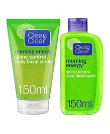 Clean & Clear Shine Control Scrub + Wash Pack of 2 - 150mL Each