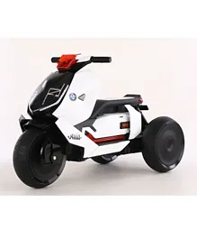 Stylish and Sturdy with LED Light Battery Operated Ride-On Bike - White