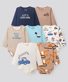 Bonfino 7-Pack Graphic Full Sleeves Onesies - Multicolor