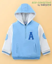 Babyoye 100% Cotton Knit Full Sleeves Sweatshirt With Alphabet Embroidery - Blue