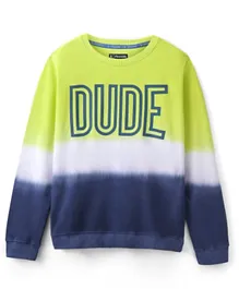 Pine Kids 100% Cotton Full Sleeves Sweatshirt Dude Printed - Sulphur Spring & Blue Depths
