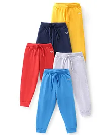 Babyhug Cotton Knit Full Length Lounge Pants Pack of 5 - Multicolor