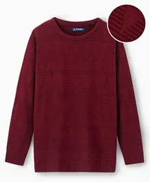 Pine Kids 100% Acrylic Knit Full Sleeves Solid Color with Structured Sweater - Maroon