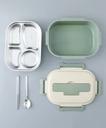 صندوق غداء بيضاوي للأطفال من فاب ان فانكي - بيج وأخضر
