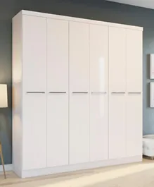 HomeBox Londrina 6-Door Spacious Modular Wardrobe , Engineered Wood with Foil Finish, Smart Compartments & Drawers