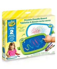 Crayola My First Double Doodle and Drawing Board with 3 Tripod Grip Crayons Multicolor - Pack of 4