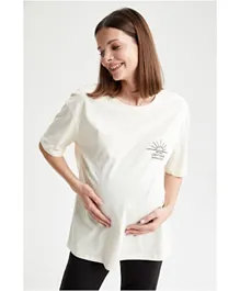 DeFacto Woman Maternity Wear Knitted Half Sleeves T-Shirt - White