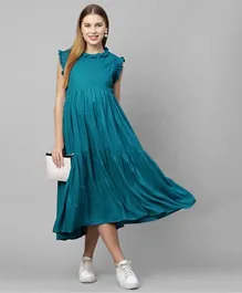 MomToBe Women's Rayon Maternity Dress - Sea Blue
