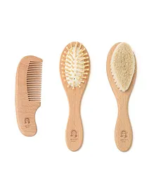 Anvi Baby 100% Natural Baby Wooden Hair Brush -  Set of 3