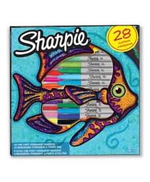 Sharpie Permanent Fish Markers Pack of 28 - Assorted