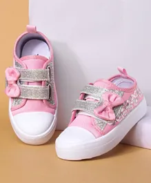 Cute Walk by Babyhug Canvas Shoes Bow Applique - Pink