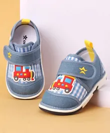 Cute Walk by Babyhug Velcro Closure Casual Shoes with Engine Applique - Light Blue
