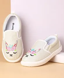 Cute Walk by Babyhug Unicorn Embroidered Slip On Casual Shoes - White