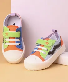 كيوت ووك أحذية كاجوال مزينة بألوان متباينة بإغلاق فيلكرو - برتقالي