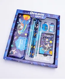 Kids Sparkle Stationery Set - Non-Toxic, Durable 7Pieces Blue Kit for Ages 5+ with Pencils, Eraser, Sharpener, Ruler, and Colors