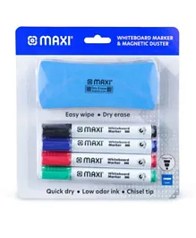 Maxi Whiteboard Marker Set With Duster -  5 Pieces