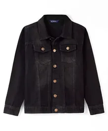 Pine Kids Full Sleeves Washed Denim Jackets - Black