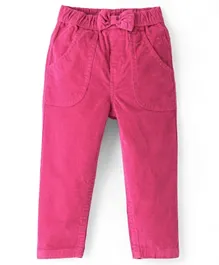 Babyhug Cotton Woven Full Length Stretchable Corduroy Pants - Dark Pink