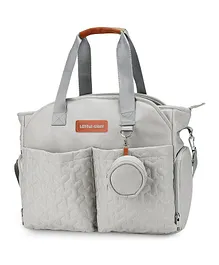 Little Story Quilted Diaper Bag with Pacifier Pouch - Grey