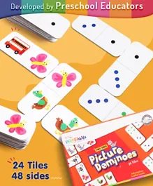 إنتليسكيلز - لعبة بطاقات الدومينو ذات الوجهين بالصور - متعدد الألوان - 25 قطعة