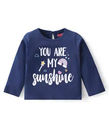 Babyhug 100% Cotton Knit Full Sleeves T-Shirt With Text Graphics - Navy Blue