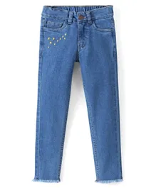 Pine Kids Back Elasticated Waist Jeans With Star Embroidery - Dark Blue