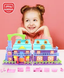 PlayNation Doll House With Play Furniture - Purple