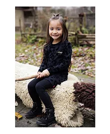 Koko Noko Straight Fit Animal Print Dress - Black