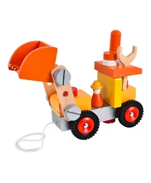 مجموعة شاحنة بناء خشبية ممتعة ومتينة - برتقالي 24 قطعة