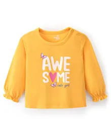 Doodle Poodle 100% Cotton Knit Full Sleeve T-Shirt With Text Print - Yellow