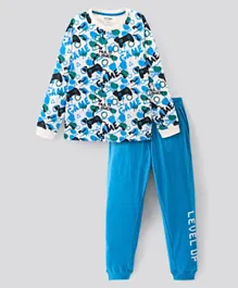 Primo Gino Game Full Sleeves All Over Print Pyjama Sets - Blue