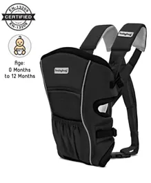Babyhug Embrace 2 in 1 Baby Carrier With Padded Straps and Detachable Bib - Black