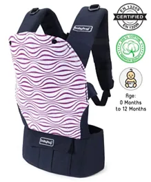 Babyhug On The Go 2 In 1 Baby Carrier With Removable Cotton Head Cover – Navy Blue Pink (Hood Print May Vary)