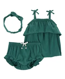 Carter's 3-Piece Crinkle Jersey Outfit/Co-ord Set - Green