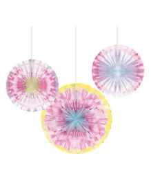 Creative Converting Tie Dye Party Paper Fans Pack of 6 - Multicolor