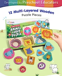 Intelliskills Premium Wooden Animal Layer Puzzle - 13 Pieces