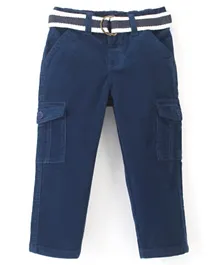 Babyhug Cotton Lycra Woven Full Length Stretchable Corduroy Pant - Navy Blue