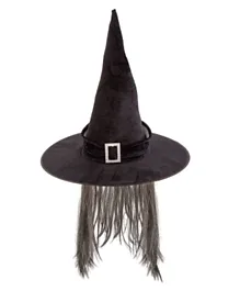 Premier Halloween Adult Witch Hat With Hair - Black