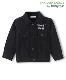 Babyoye 100% Cotton Solid Colored Full Sleeves Denim Jacket - Black