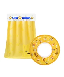 Star Babies - Adjustable Kids Shower Cap With Kids towels - Pack of 2 - Yellow