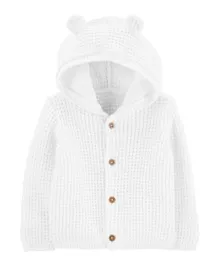 OshKosh B'Gosh Front Button Hooded Cardigan - White