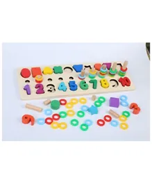 Factory Price Wooden Counting and Stacking Tray with Shapes and Number Puzzle - Multicolour