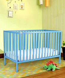 Babyhug 3 Level Height Adjustable Visby Wooden Cot - Blue