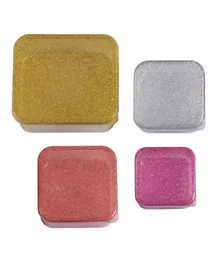 A Little Lovely Company Lunch & Snack Box Set Glitter Gold Blush - 4 Pieces