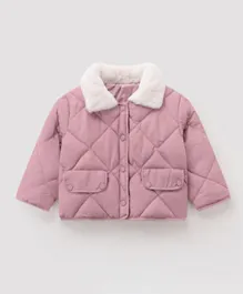 SAPS White Collared Padded Jacket - Pink