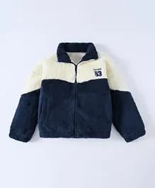 SAPS Sport 53 Embroidered Fleece Jacket - Cream & Navy Blue