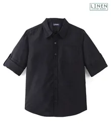Pine Kids Full Sleeves Solid Color Shirt - Black