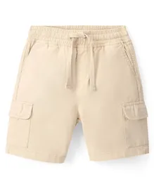 Pine Kids Cotton Elasticated Above Knee Length Solid Colour Shorts - Beige