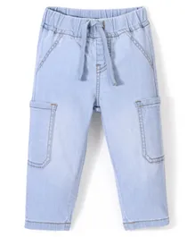 Bonfino Cotton Blend Full Length   Jeans with Elasticated Waist - Blue
